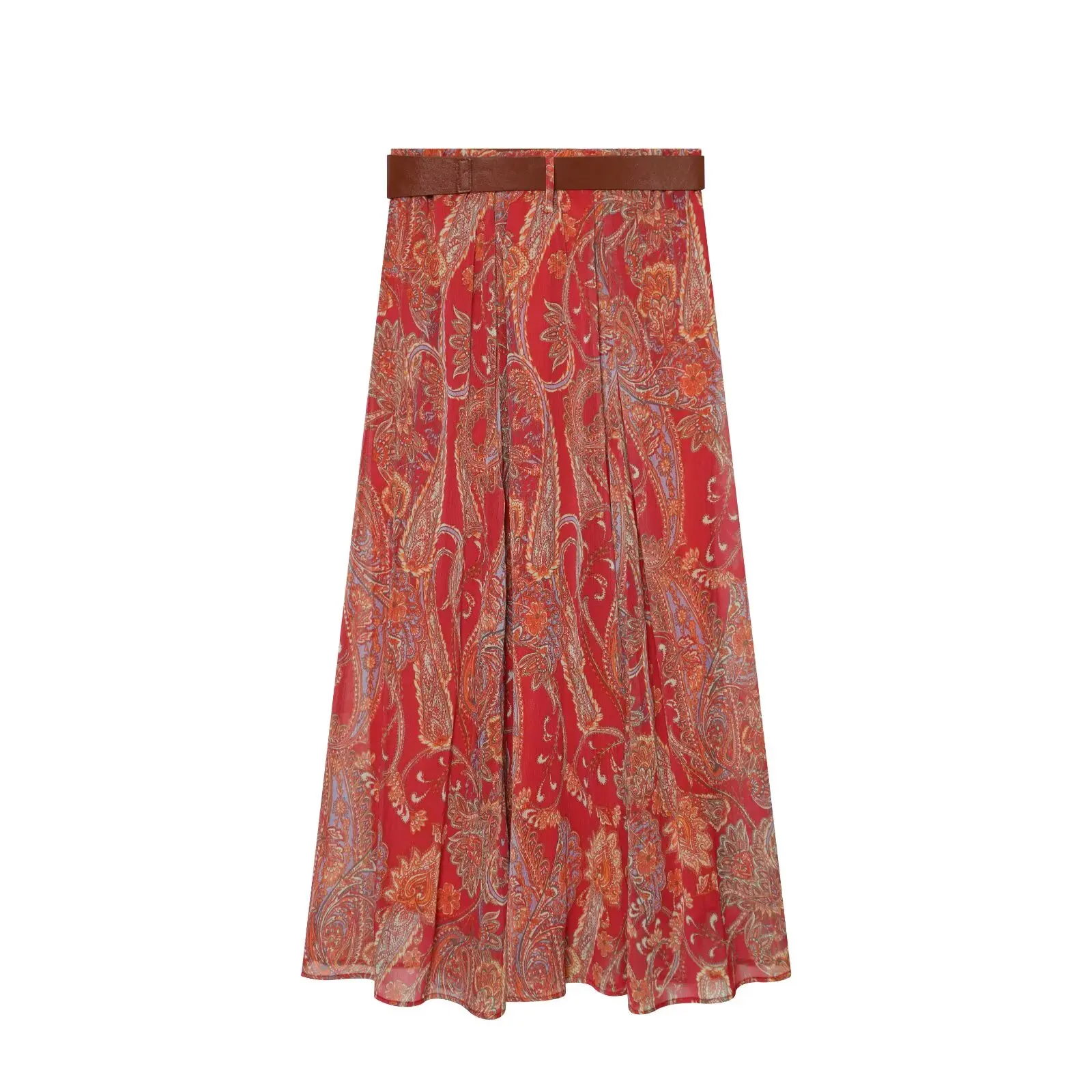 Summer New Skirts Women's 2026 New Fashion Retro Print High Waist Skirts Chic Summer Travel Joker Holiday Women's Skirts