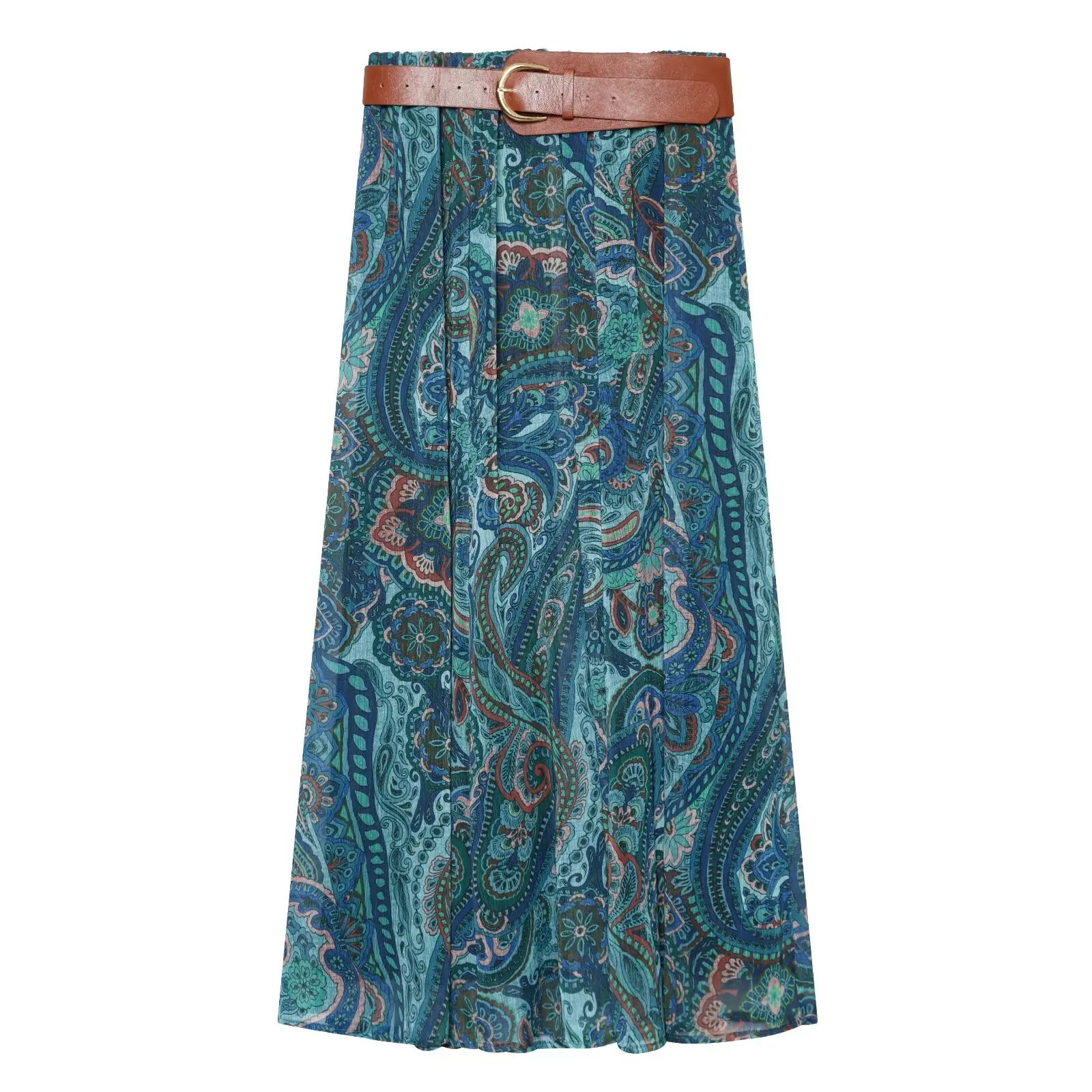 Summer New Skirts Women's 2026 New Fashion Retro Print High Waist Skirts Chic Summer Travel Joker Holiday Women's Skirts