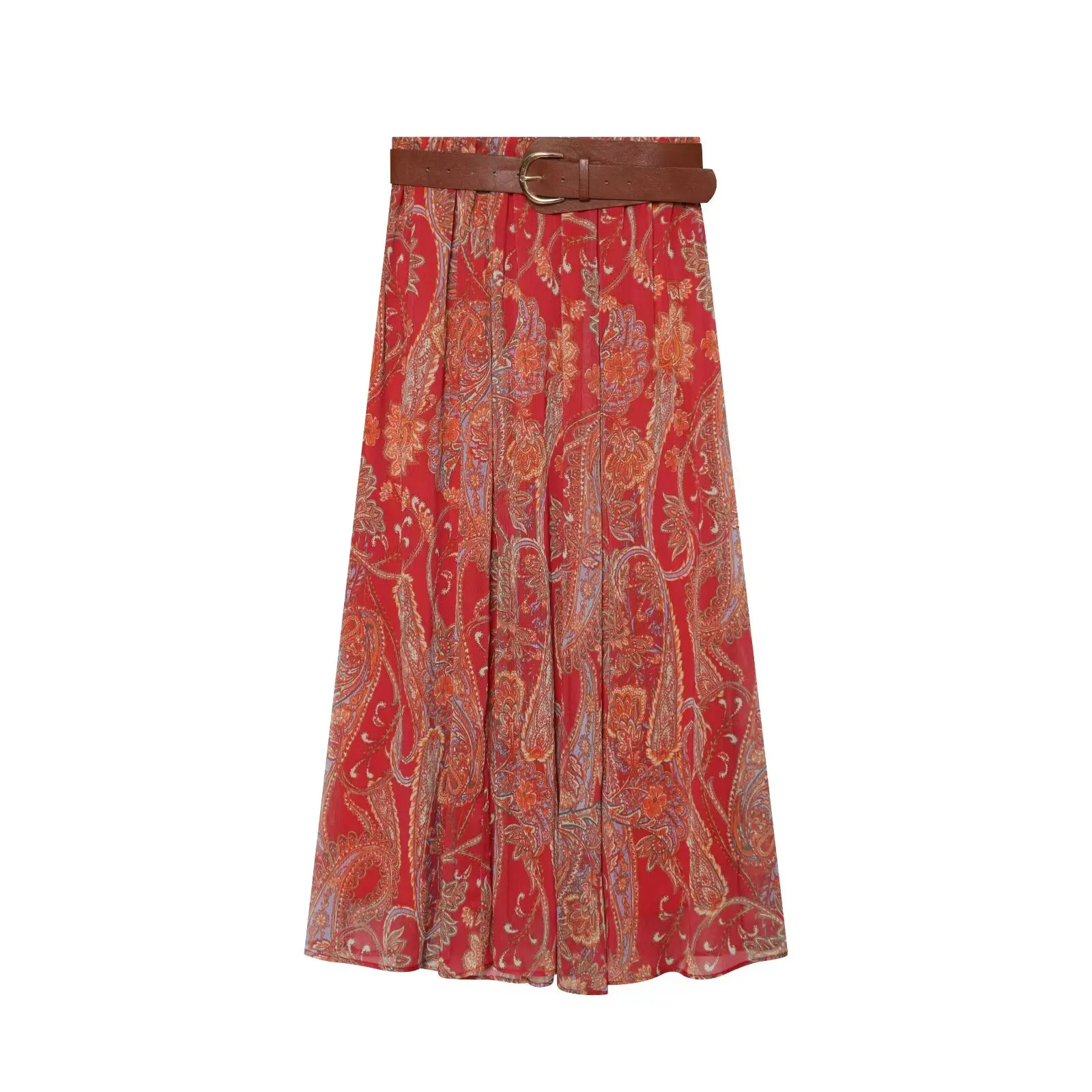 Summer New Skirts Women's 2026 New Fashion Retro Print High Waist Skirts Chic Summer Travel Joker Holiday Women's Skirts