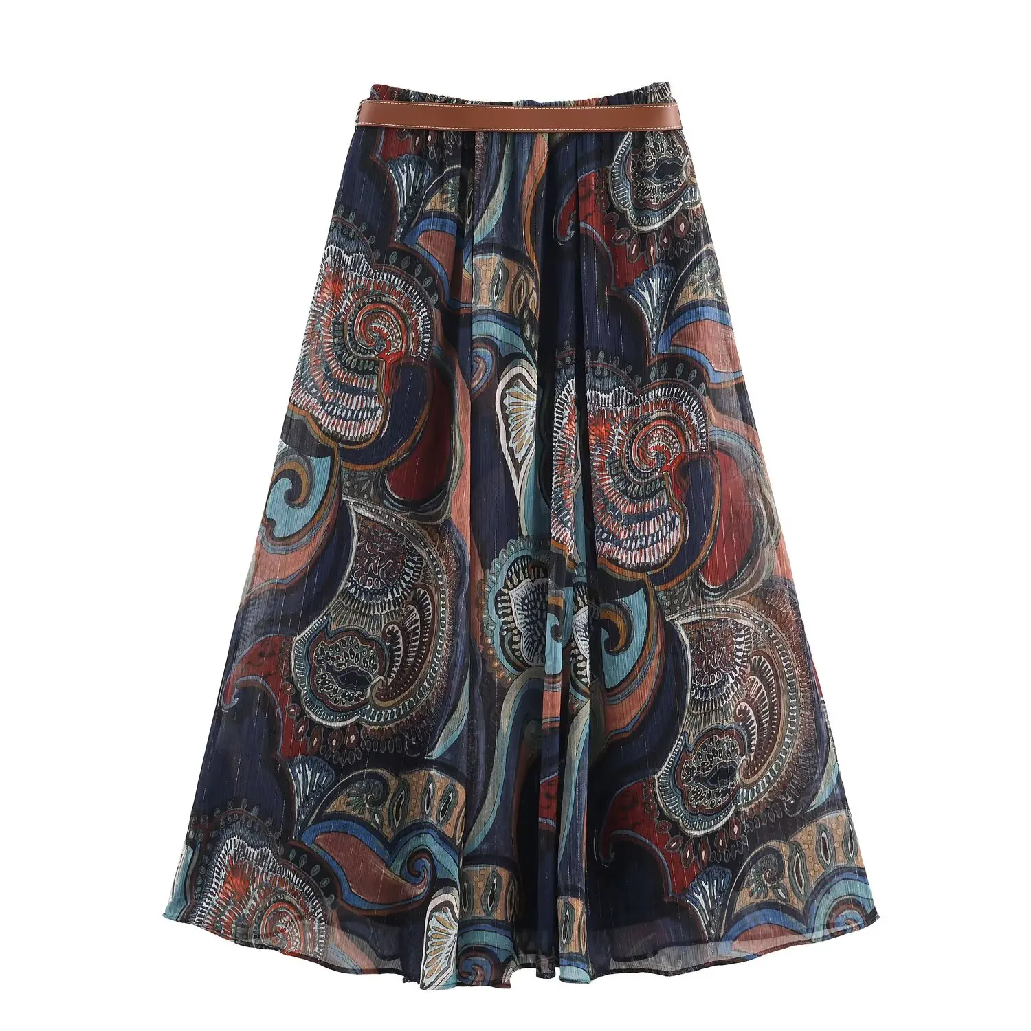 Summer New Skirts Women's 2026 New Fashion Retro Print High Waist Skirts Chic Summer Travel Joker Holiday Women's Skirts