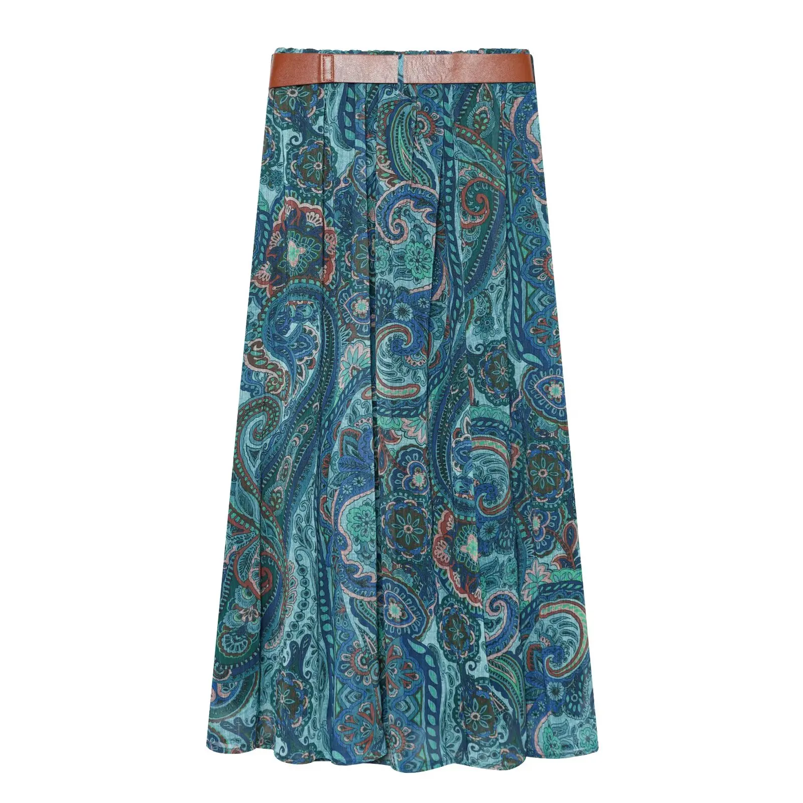 Summer New Skirts Women's 2026 New Fashion Retro Print High Waist Skirts Chic Summer Travel Joker Holiday Women's Skirts