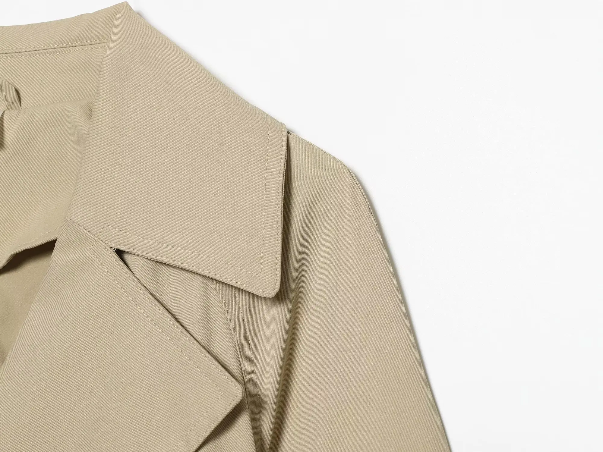 BSAY 2026 Women Short Trench Coat Lapel Double Breasted Belted Waist Long Sleeve Cropped Windbreaker Casual Commuter Outerwear