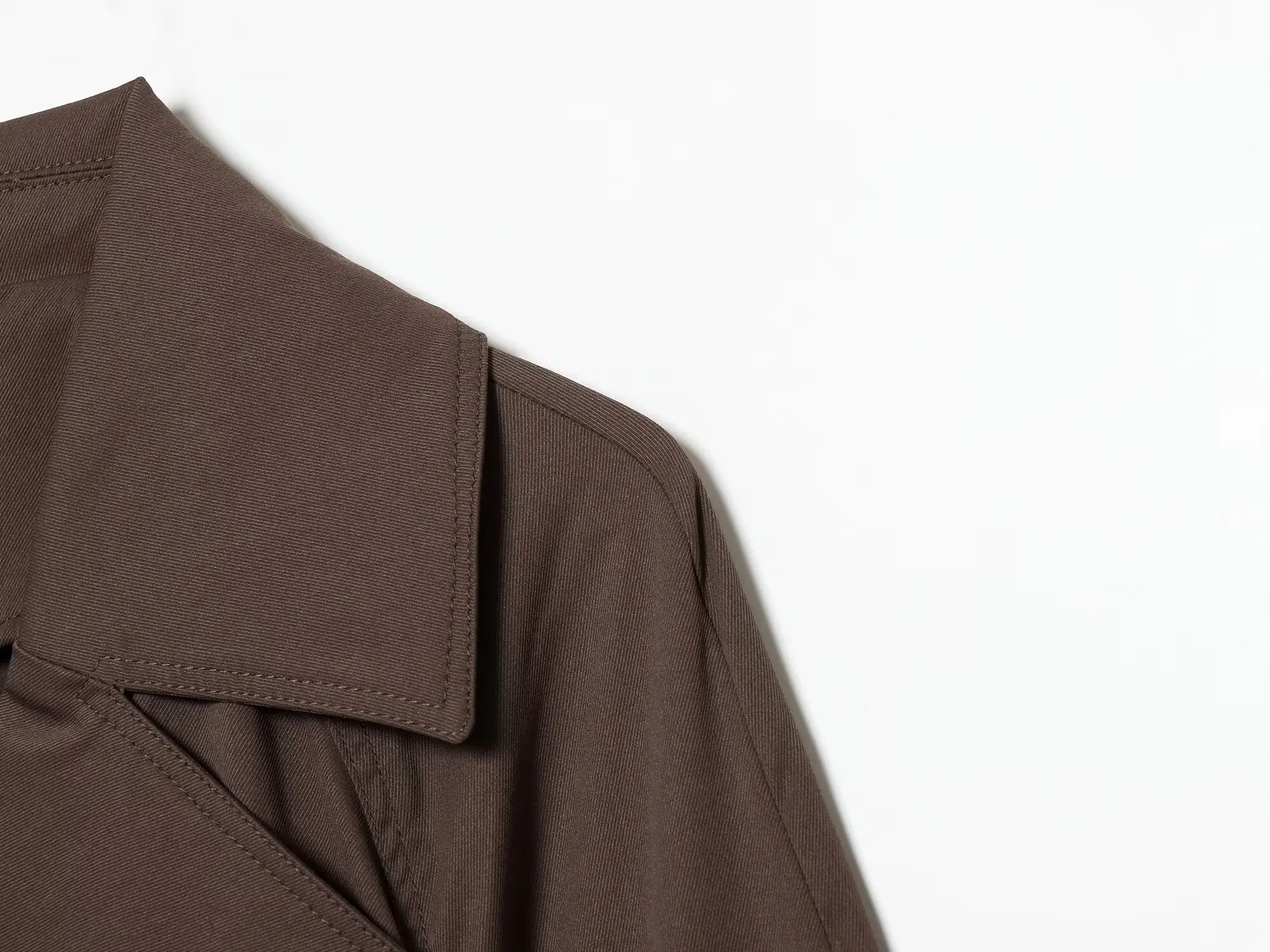 BSAY 2026 Women Short Trench Coat Lapel Double Breasted Belted Waist Long Sleeve Cropped Windbreaker Casual Commuter Outerwear