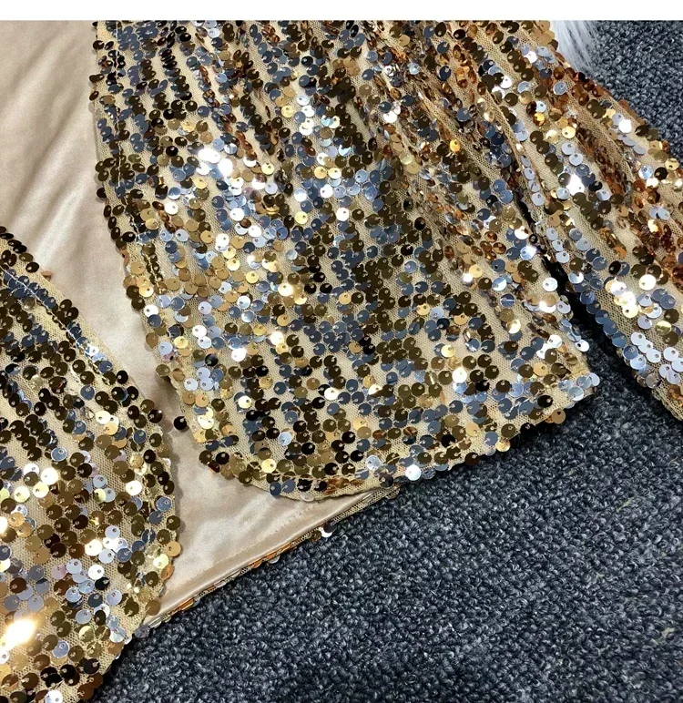 Street Fashion Joker Short Edition Sequins Small Suit Sparkling Bead Piece Suit Small Jacket Tank Top Jazz Dance Performance