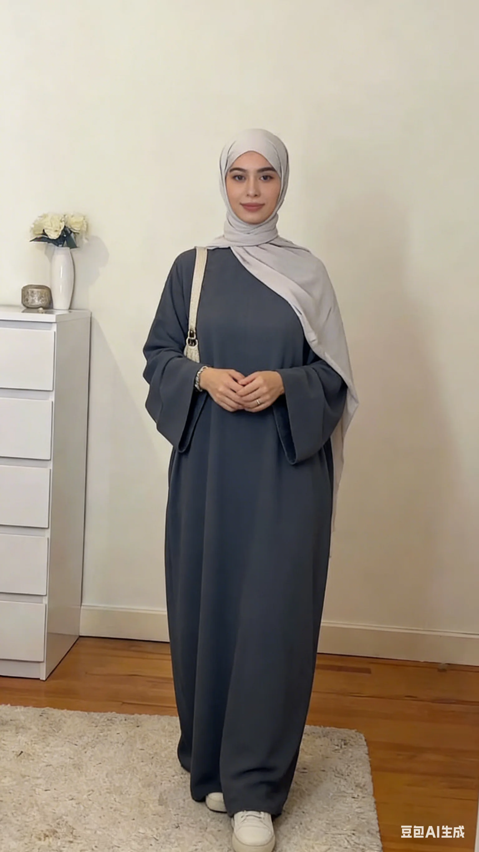 Muslim Abaya Dress for Women Solid Color Loose Long Sleeve Maxi Dress Casual Islamic Kaftan Modest Prayer Robe