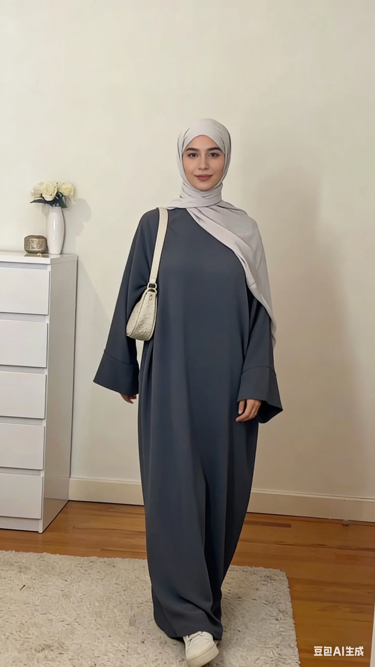 Muslim Abaya Dress for Women Solid Color Loose Long Sleeve Maxi Dress Casual Islamic Kaftan Modest Prayer Robe