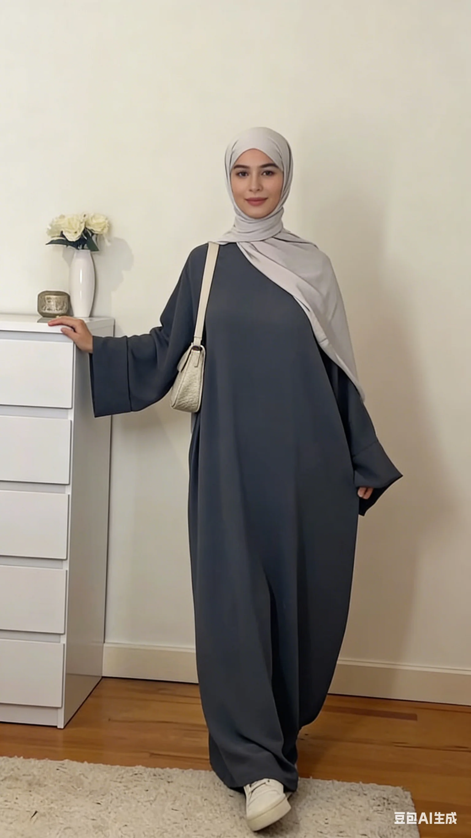 Muslim Abaya Dress for Women Solid Color Loose Long Sleeve Maxi Dress Casual Islamic Kaftan Modest Prayer Robe