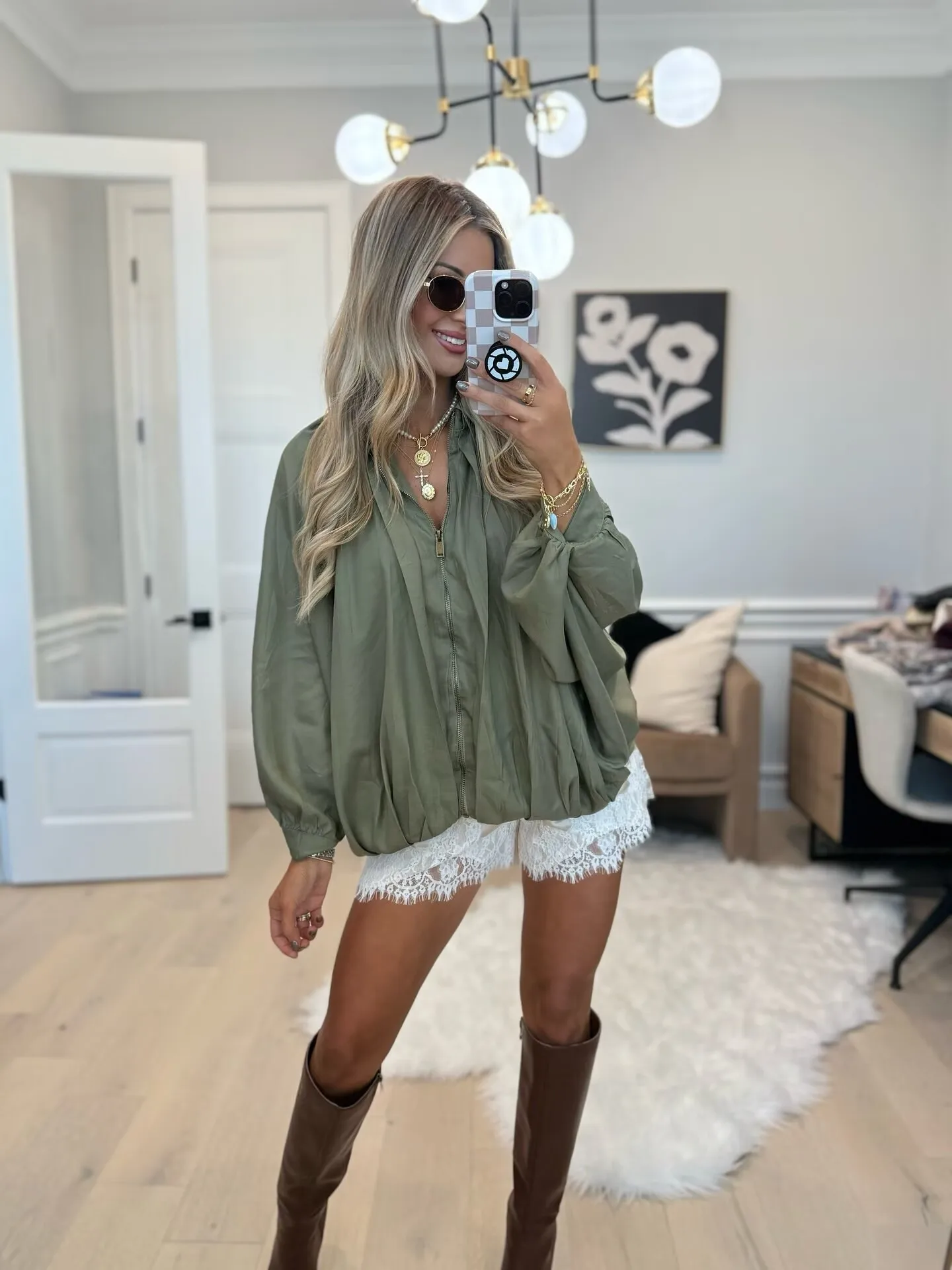 YENKYE Elegant Pleated Green Oversize Bomber Jacket Women Batwing Sleeve Lapel Collar 2025 Spring Coat Street Commuter Lady Top