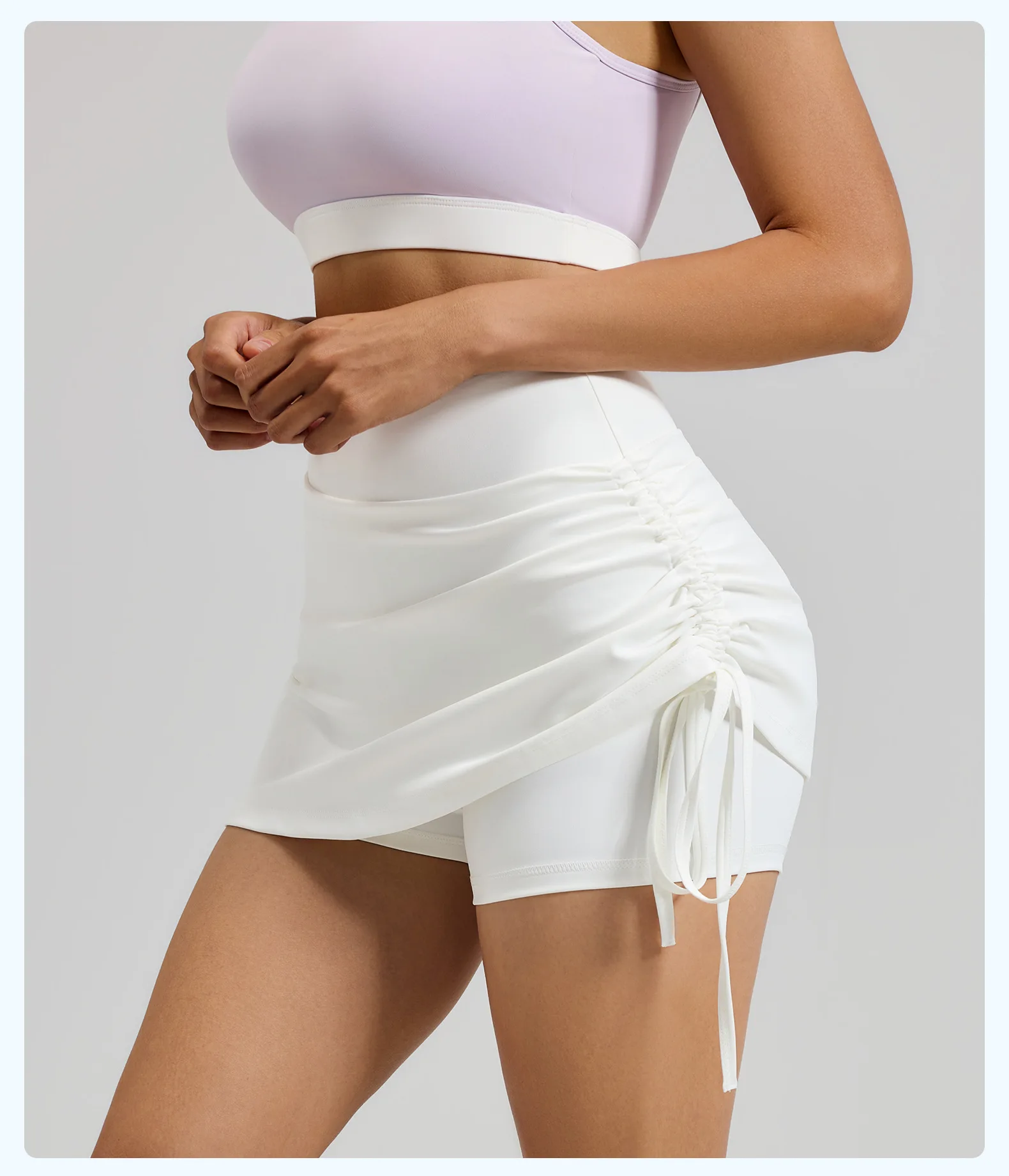 2026 Summer Hot Women's Sports Skirt Anti-running Skirt High Waist Running Shorts Fake Two-piece Yoga Shorts Drawstring Sexy Fit