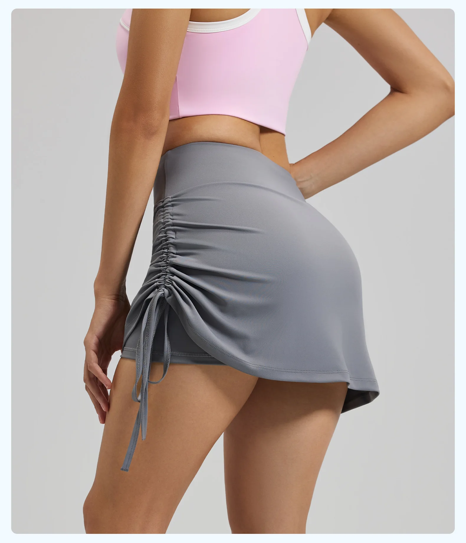 2026 Summer Hot Women's Sports Skirt Anti-running Skirt High Waist Running Shorts Fake Two-piece Yoga Shorts Drawstring Sexy Fit