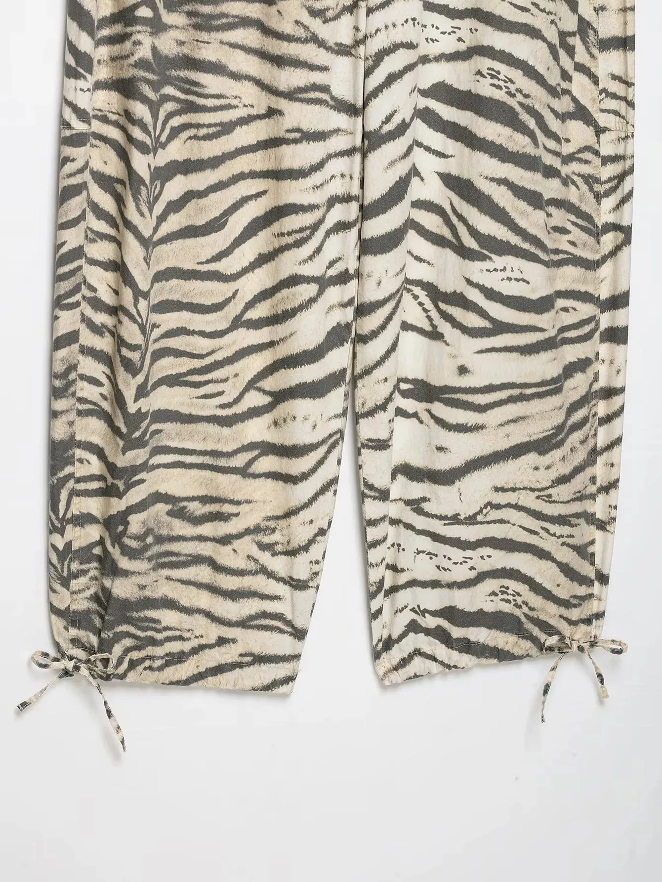 Women Chic Casual Animal Print Pants For Women High Waist Wide Leg Trousers Woman 2026 Spring Summer Fashion Tied Pant Trendy