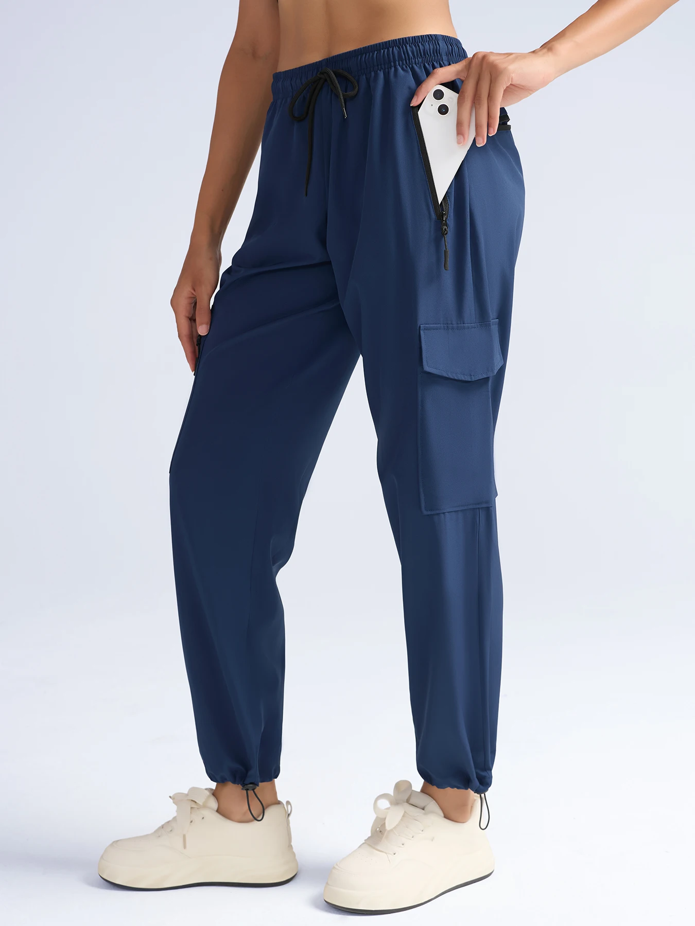 Hiking Pants For Women Cargo Quick Dry Water Resistant Elastic Waist Zip Pockets, Travel Work Lightweight Running