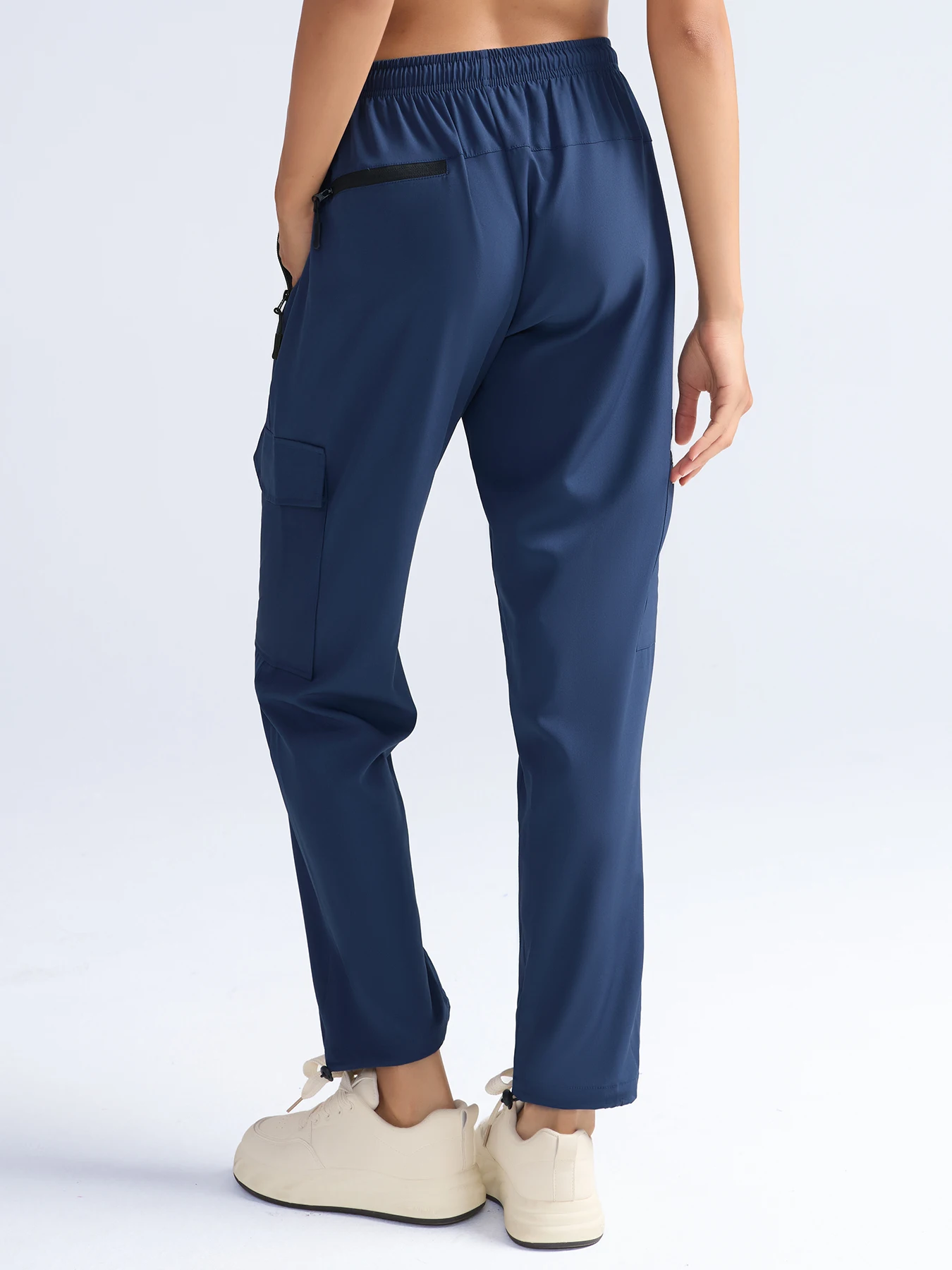 Hiking Pants For Women Cargo Quick Dry Water Resistant Elastic Waist Zip Pockets, Travel Work Lightweight Running