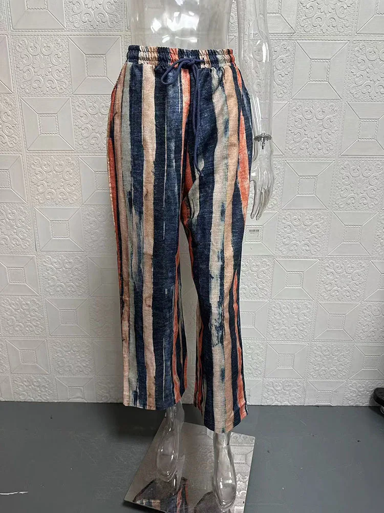 2026 Summer Cotton Linen Pants Women Drawstring High Waist Elastic Casual Trousers Breathable Female Bottoms Loose Pencil Pants