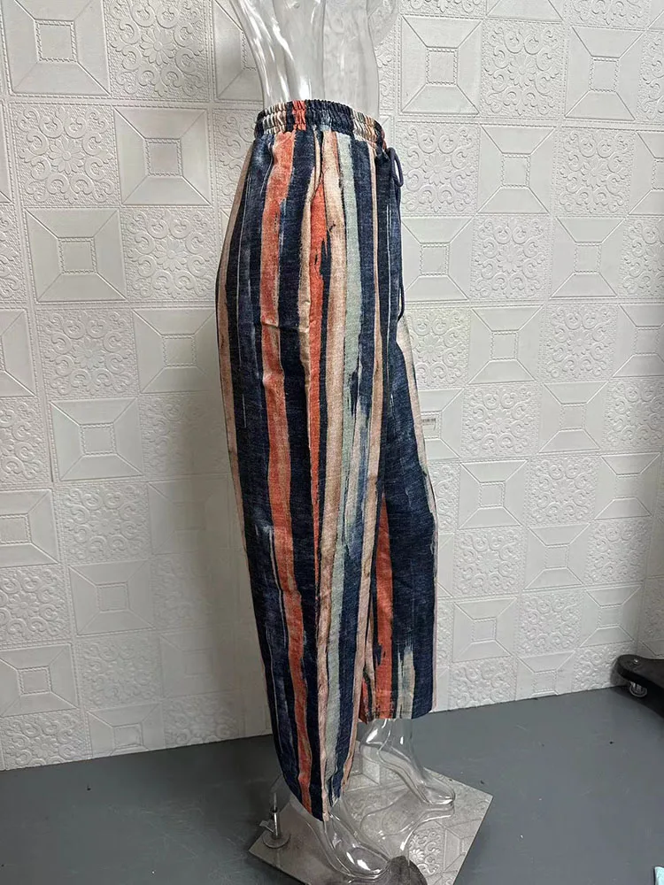 2026 Summer Cotton Linen Pants Women Drawstring High Waist Elastic Casual Trousers Breathable Female Bottoms Loose Pencil Pants