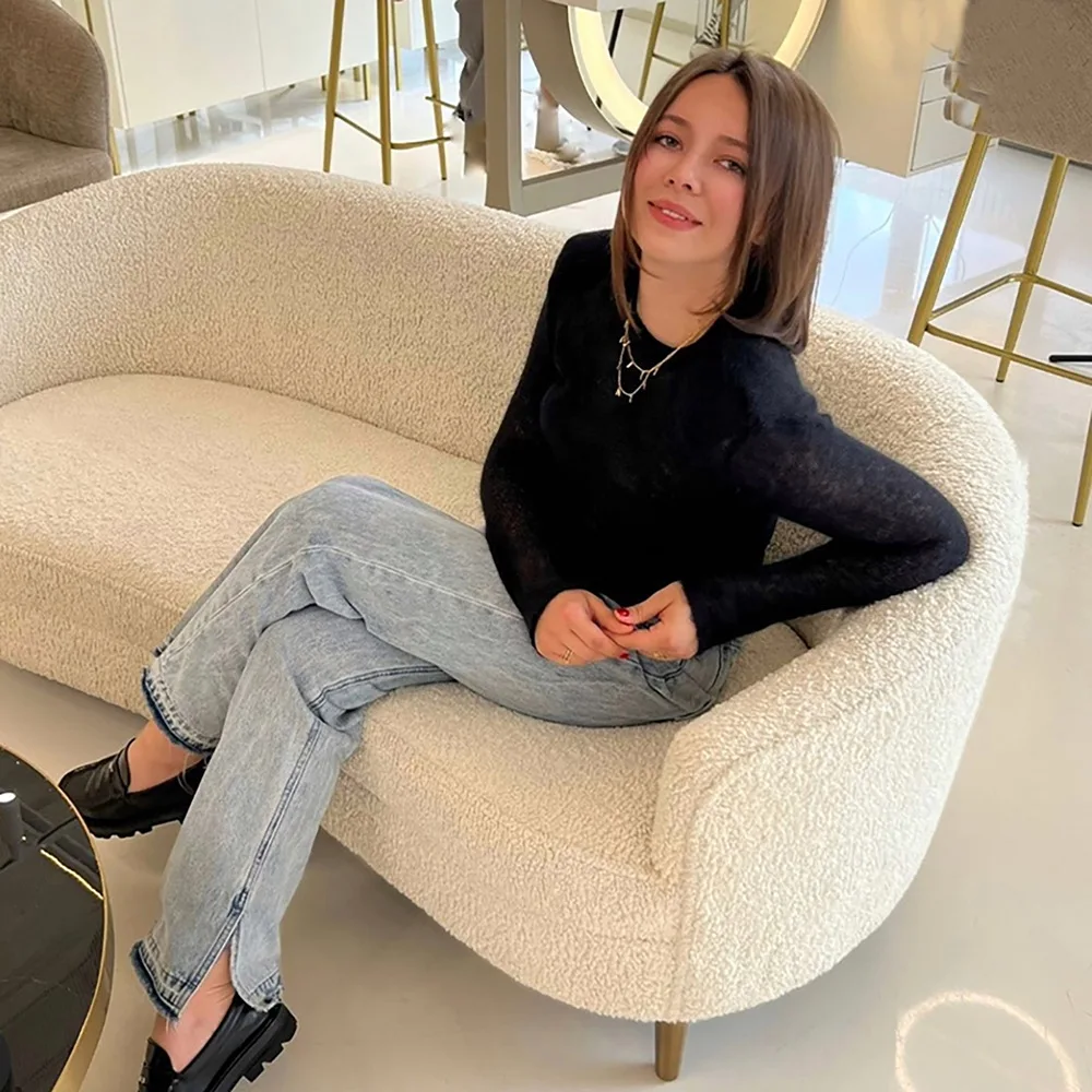 Women Elegant Soft Women Knited Pullover Sweater Lady Casual Crew Neck Long Sleeve Sweaters 2024 Spring Autumn Female Outwear