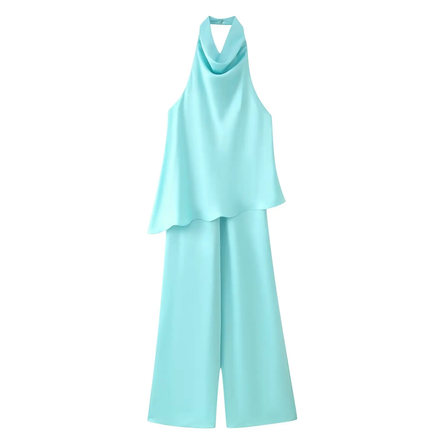 KLKXMYT New Fashion Satin Long Jumpsuits For Women Halter Neck Casual Street Outfit Chic Backless Sexy Elegant Jumpsuit