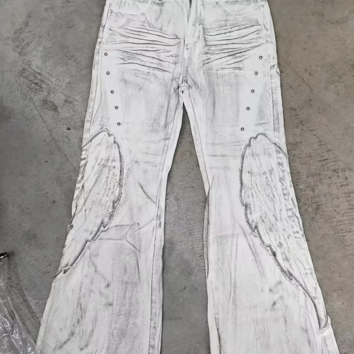 American Retro Hot Girl Tie-Dye Women's High-Waisted Bell-Bottom Pants Slim Ripped New Autumn And Winter Washed Casual Trousers