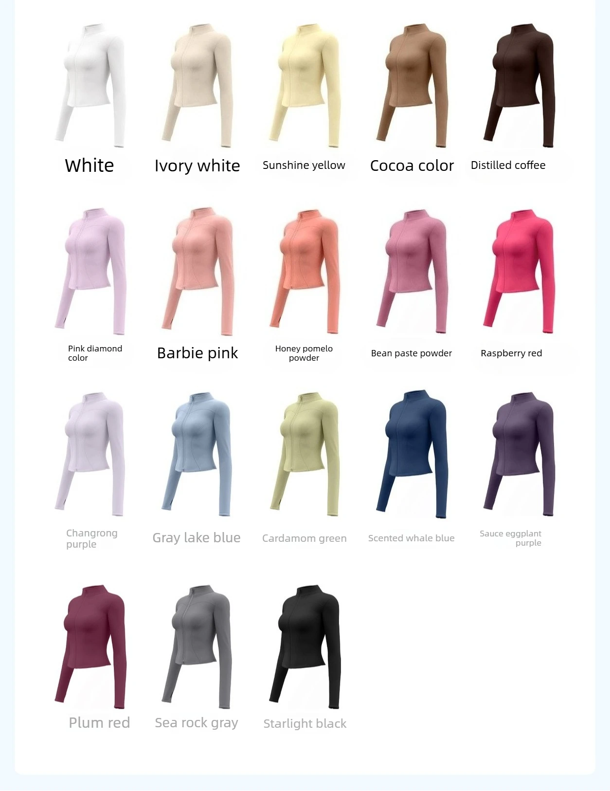 S-3XL Women Full Zip Yoga Jacket Thumb Hole Slim Fit Breathable Athletic Top for Gym Running Workout Training&Daily Casual Wear