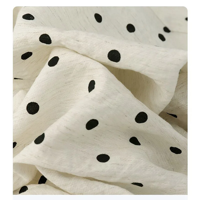 Women's Breathable Linen Polka Dot Banana Pants Summer Casual Trousers Elastic Waist Drawstring Wide-Leg Pants