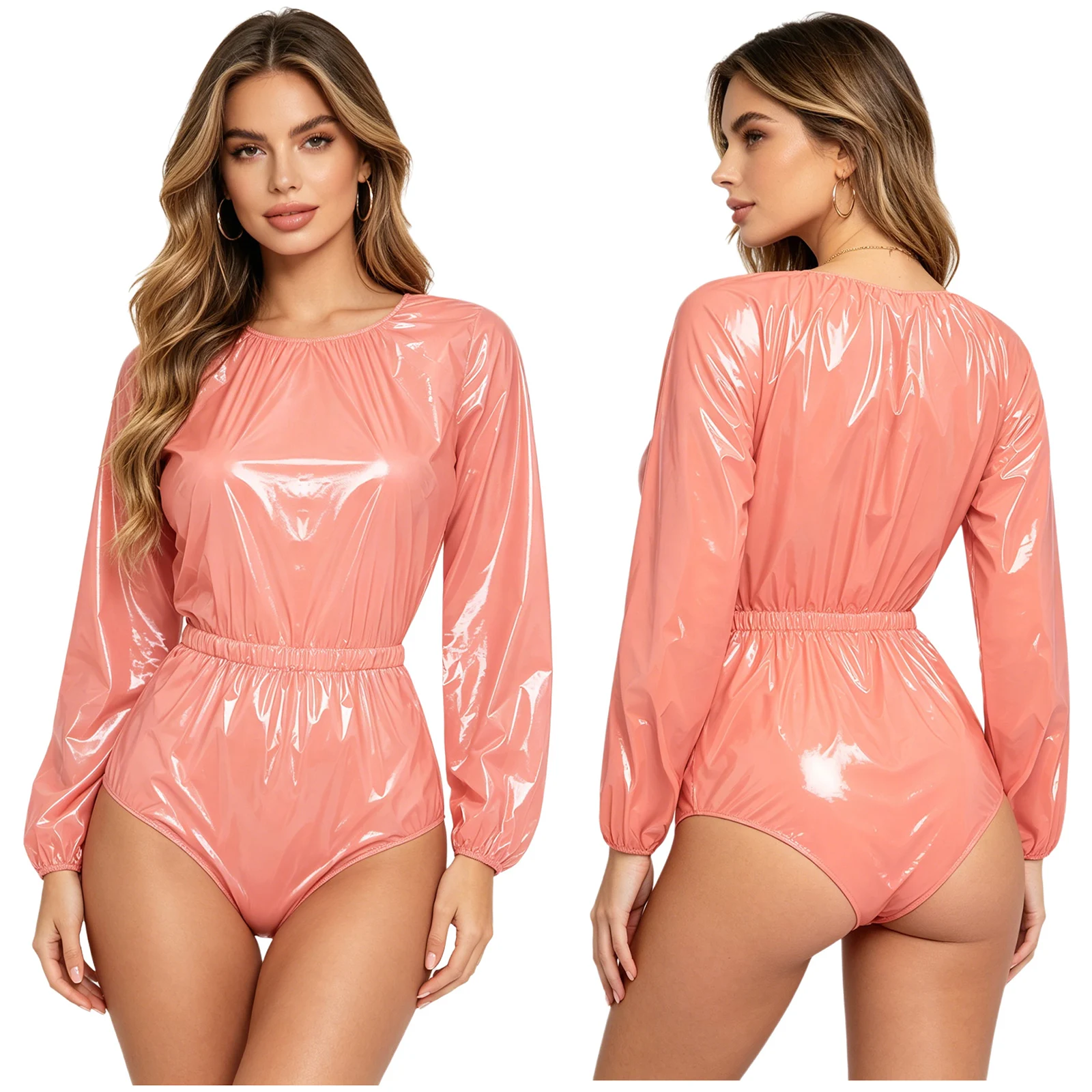 Men Women Waterproof Glossy Bodysuit Leak-proof Washable Diaper Cover Elderly Bedridden Special Needs Adaptive Jumpsuit Swimwear