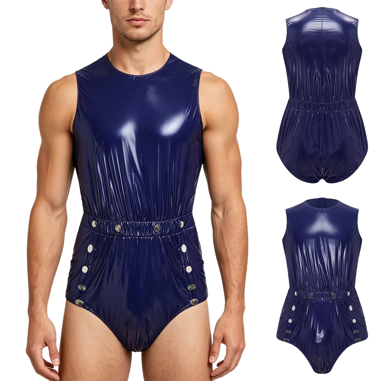 Men Women Waterproof Glossy Bodysuit Leak-proof Washable Diaper Cover Elderly Bedridden Special Needs Adaptive Jumpsuit Swimwear