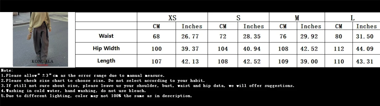 KONDALA Casual Chic Wide Leg Pants Women Office Lady Pockets Pleated Long Trousers Fashion 2026 Spring Summer Streetwear Pants
