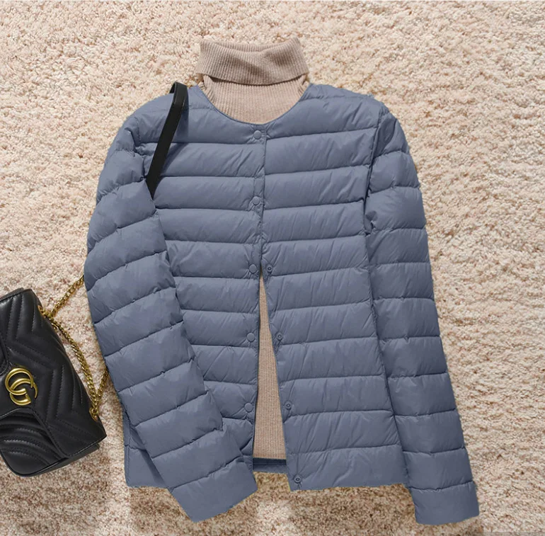 Korean Slim Fit O-neck V-neck Female Short Quilted Puffer Coat 2026 New Arrivlas Women Ultra Lightweight Packable Liner Jackets