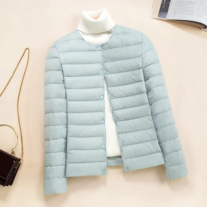 Korean Slim Fit O-neck V-neck Female Short Quilted Puffer Coat 2026 New Arrivlas Women Ultra Lightweight Packable Liner Jackets