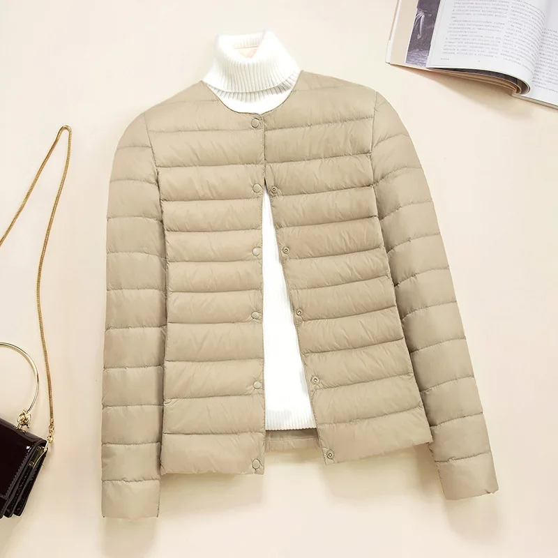 Korean Slim Fit O-neck V-neck Female Short Quilted Puffer Coat 2026 New Arrivlas Women Ultra Lightweight Packable Liner Jackets