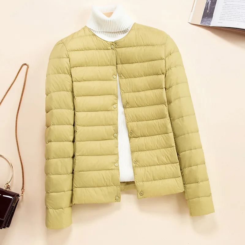 Korean Slim Fit O-neck V-neck Female Short Quilted Puffer Coat 2026 New Arrivlas Women Ultra Lightweight Packable Liner Jackets