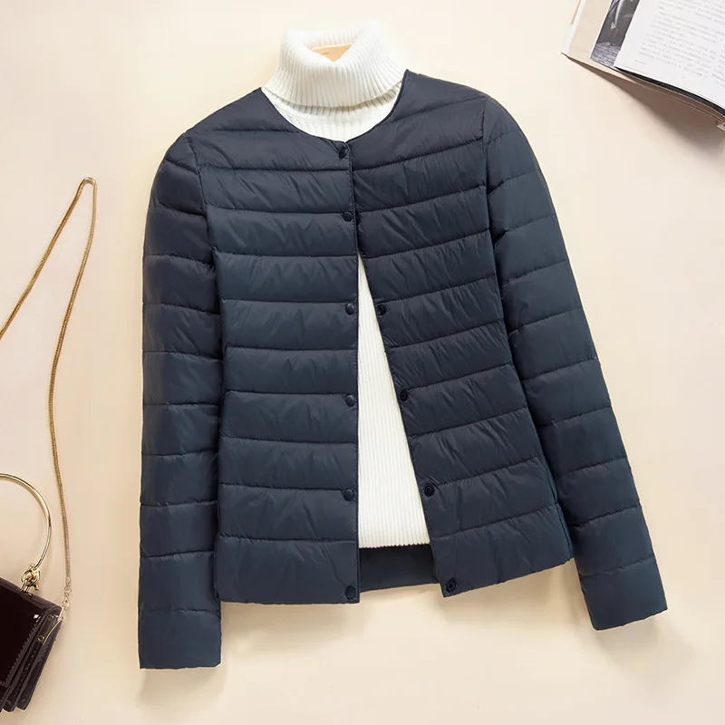 Korean Slim Fit O-neck V-neck Female Short Quilted Puffer Coat 2026 New Arrivlas Women Ultra Lightweight Packable Liner Jackets