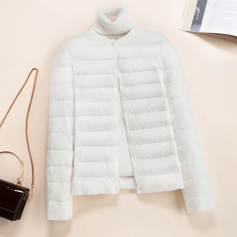 Korean Slim Fit O-neck V-neck Female Short Quilted Puffer Coat 2026 New Arrivlas Women Ultra Lightweight Packable Liner Jackets