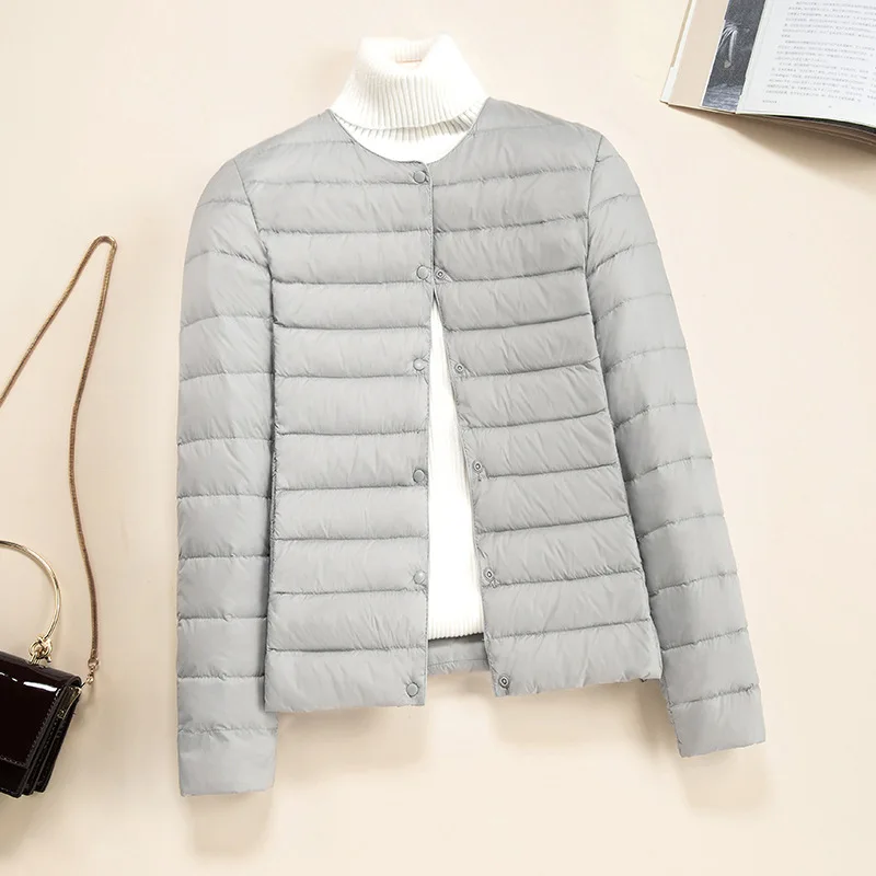 Korean Slim Fit O-neck V-neck Female Short Quilted Puffer Coat 2026 New Arrivlas Women Ultra Lightweight Packable Liner Jackets