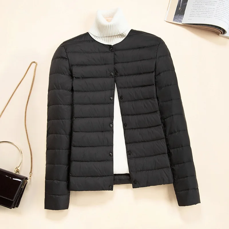 Korean Slim Fit O-neck V-neck Female Short Quilted Puffer Coat 2026 New Arrivlas Women Ultra Lightweight Packable Liner Jackets