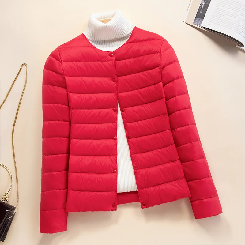 Korean Slim Fit O-neck V-neck Female Short Quilted Puffer Coat 2026 New Arrivlas Women Ultra Lightweight Packable Liner Jackets