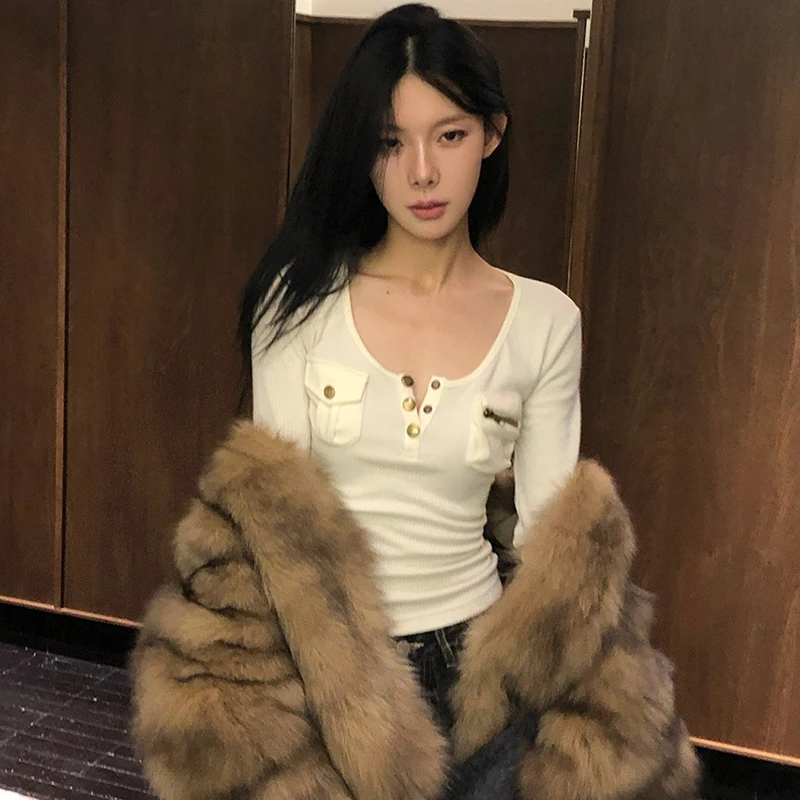 Tonngirls Harajuku Vintage T Shirt Women Long Sleeve Skinny Y2k American Retro 90s Crop Tops Streetwear Basci Tee Tops Autumn