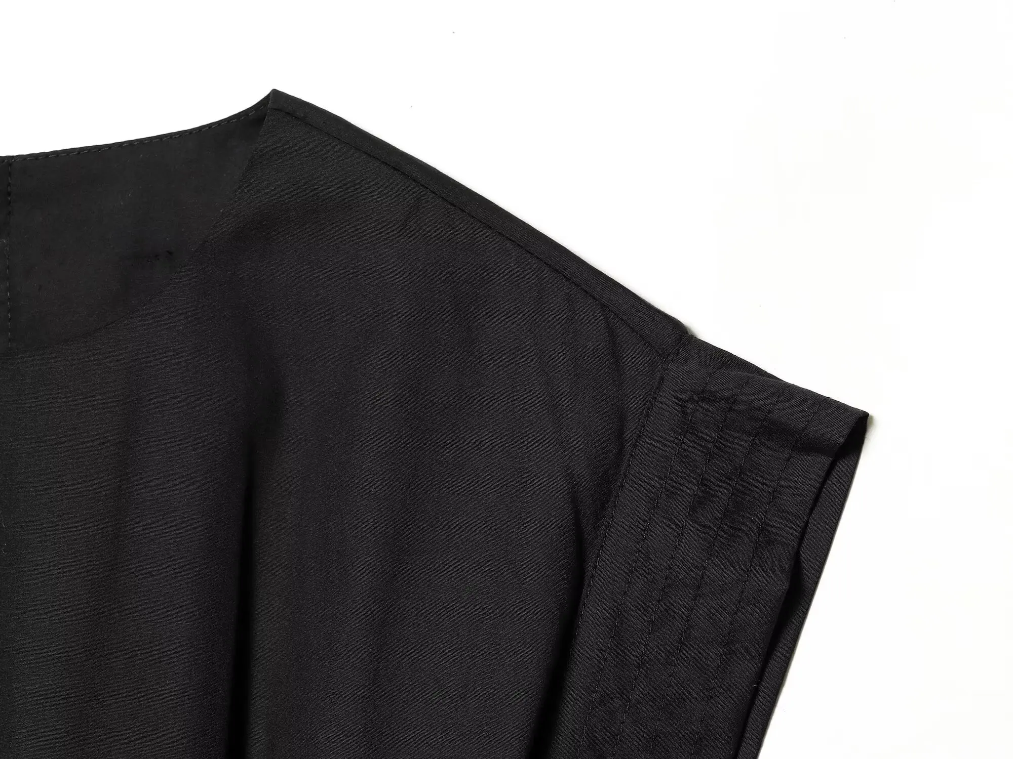 Women's Dress 2026 Summer New Fashion Casual Pleated Crew Neck Fitted Elegant Party Evening High Street Black Women's Dress