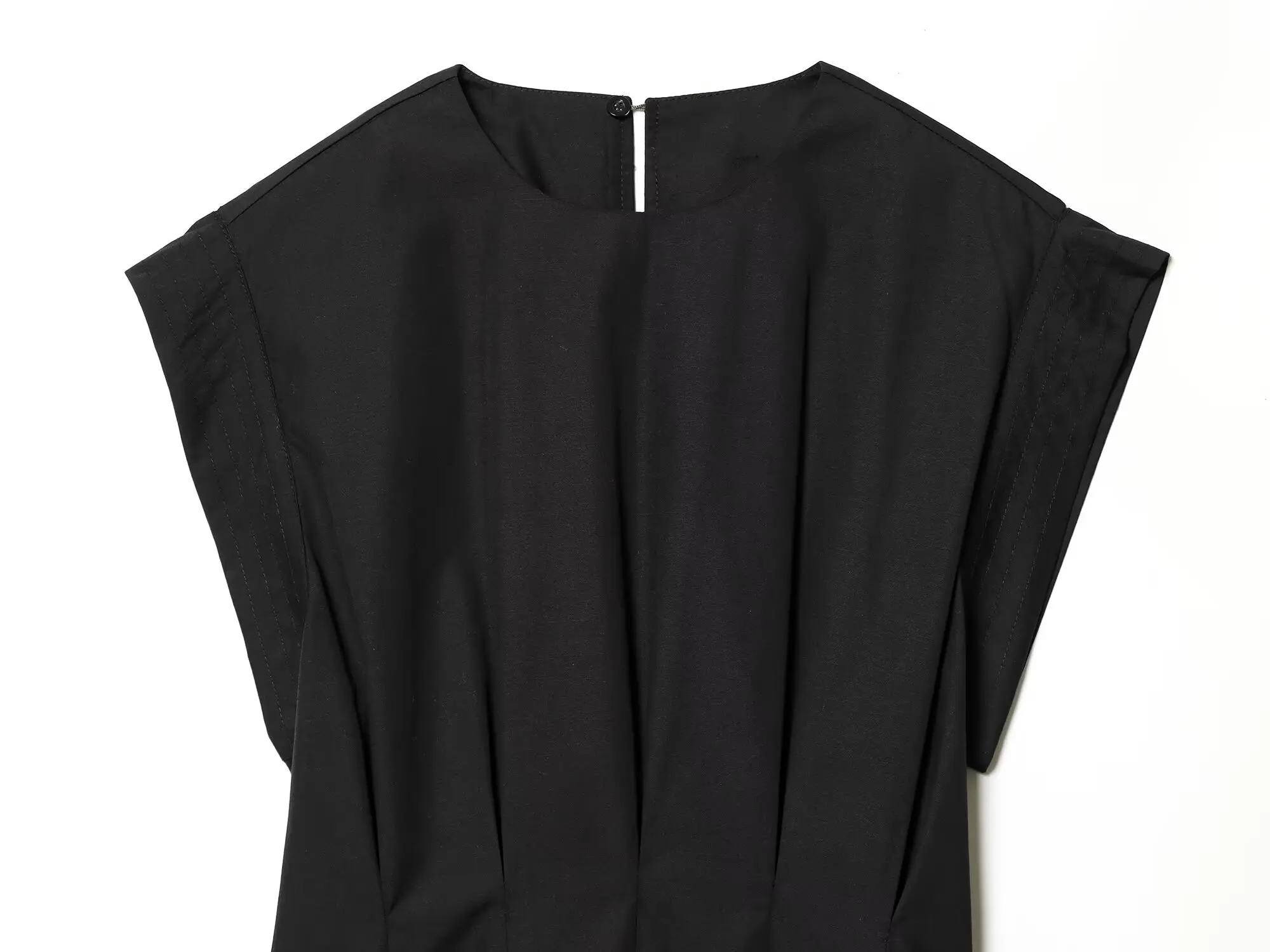 Women's Dress 2026 Summer New Fashion Casual Pleated Crew Neck Fitted Elegant Party Evening High Street Black Women's Dress