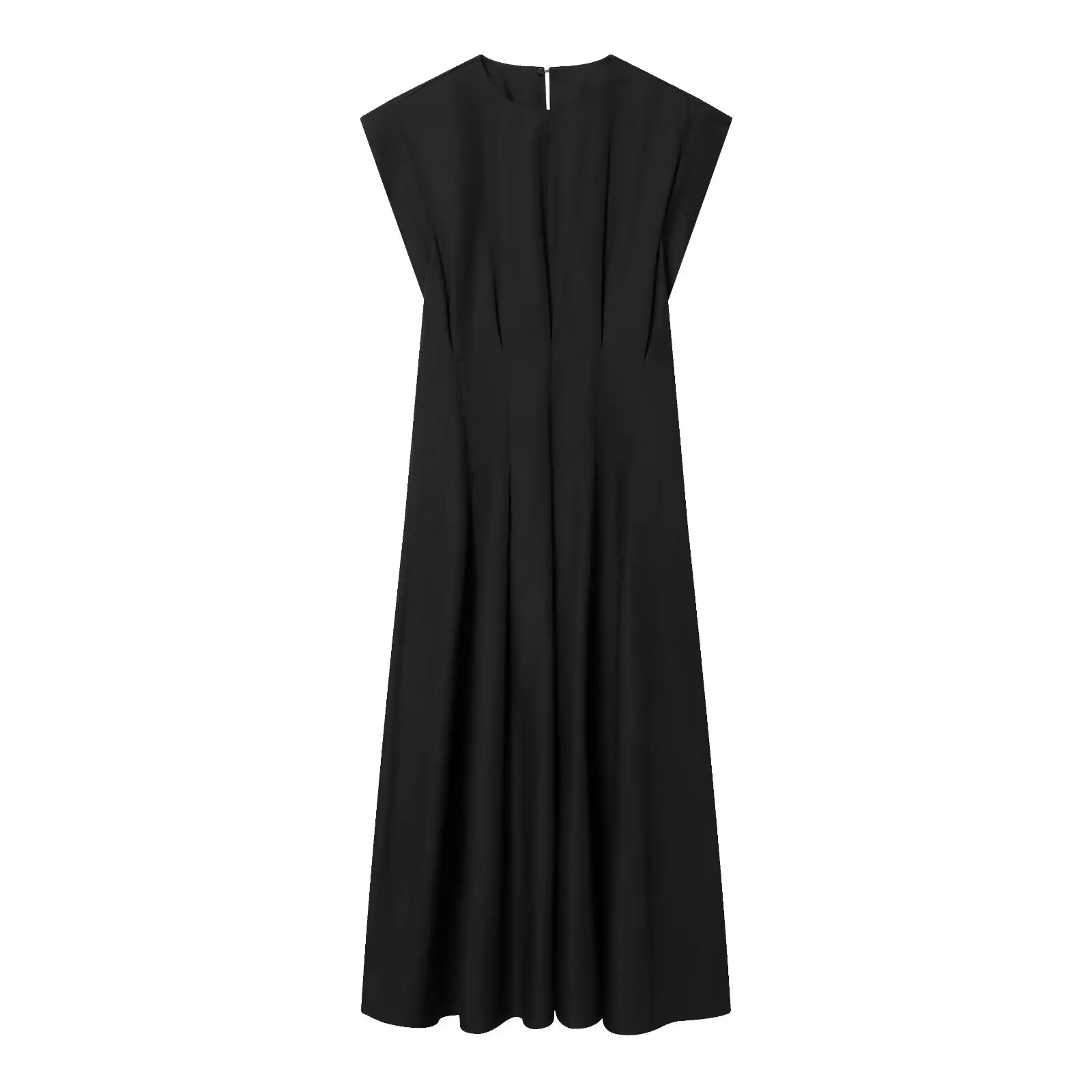 Women's Dress 2026 Summer New Fashion Casual Pleated Crew Neck Fitted Elegant Party Evening High Street Black Women's Dress