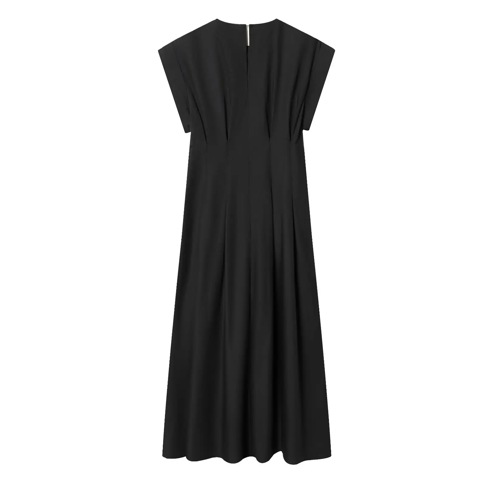 Women's Dress 2026 Summer New Fashion Casual Pleated Crew Neck Fitted Elegant Party Evening High Street Black Women's Dress