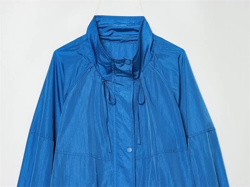 Guobioziy Women's Nylon Jacket 2026 Spring and Autumn Solid Color New Zipper High Collar Fashion Street Style Women's Coat