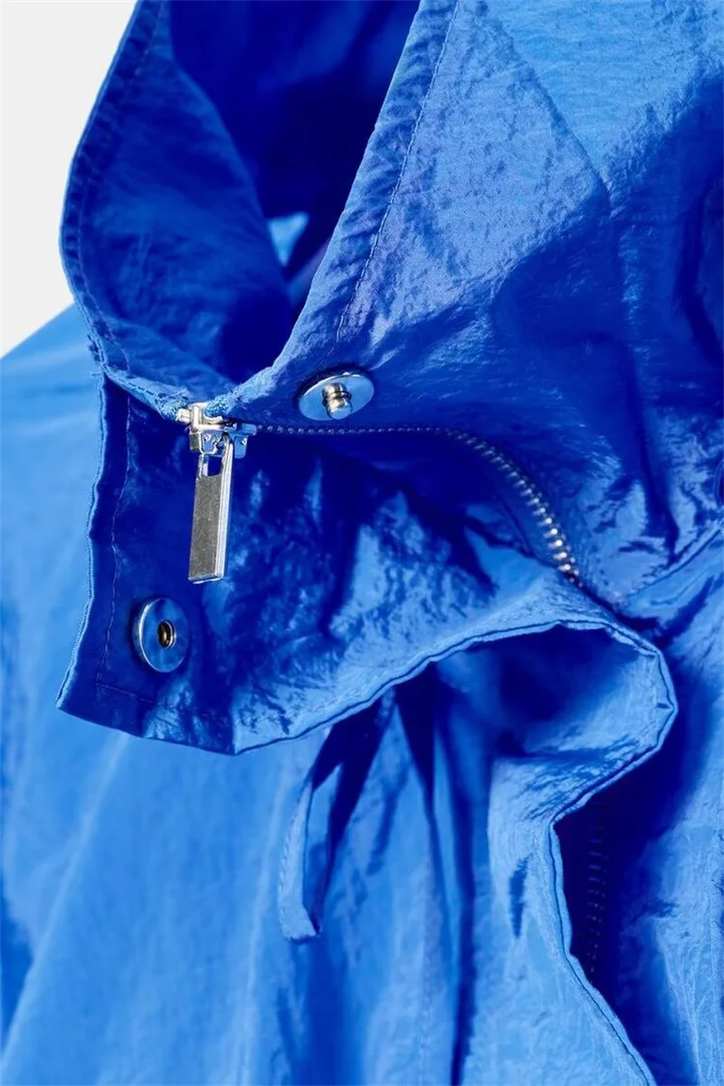 Guobioziy Women's Nylon Jacket 2026 Spring and Autumn Solid Color New Zipper High Collar Fashion Street Style Women's Coat
