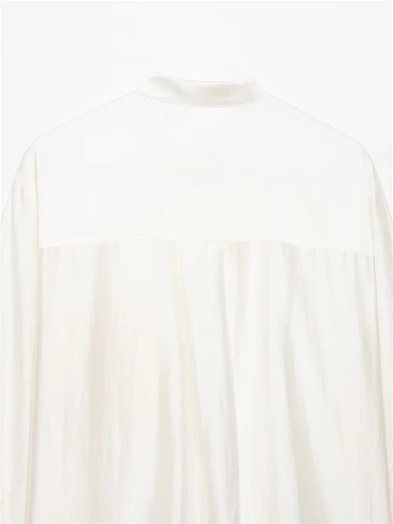 Guobioziy Women's Shirt 2026 Summer New Solid Color Long Sleeve Embroidered Pocket Loose Shirt Elegant Stylish Simple Fashion