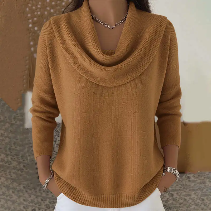 Women's 2026 Autumn/Winter Solid Color Long Sleeve Sweater Tops Fashionable And Stylish Knitwear for Ladies