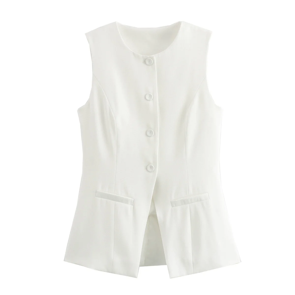 MUJER 2025 White Sleeveless Vest Women Button Summer Vests for Women Jacket Pink Vest Top Women Streetwear Women's Tailored Vest