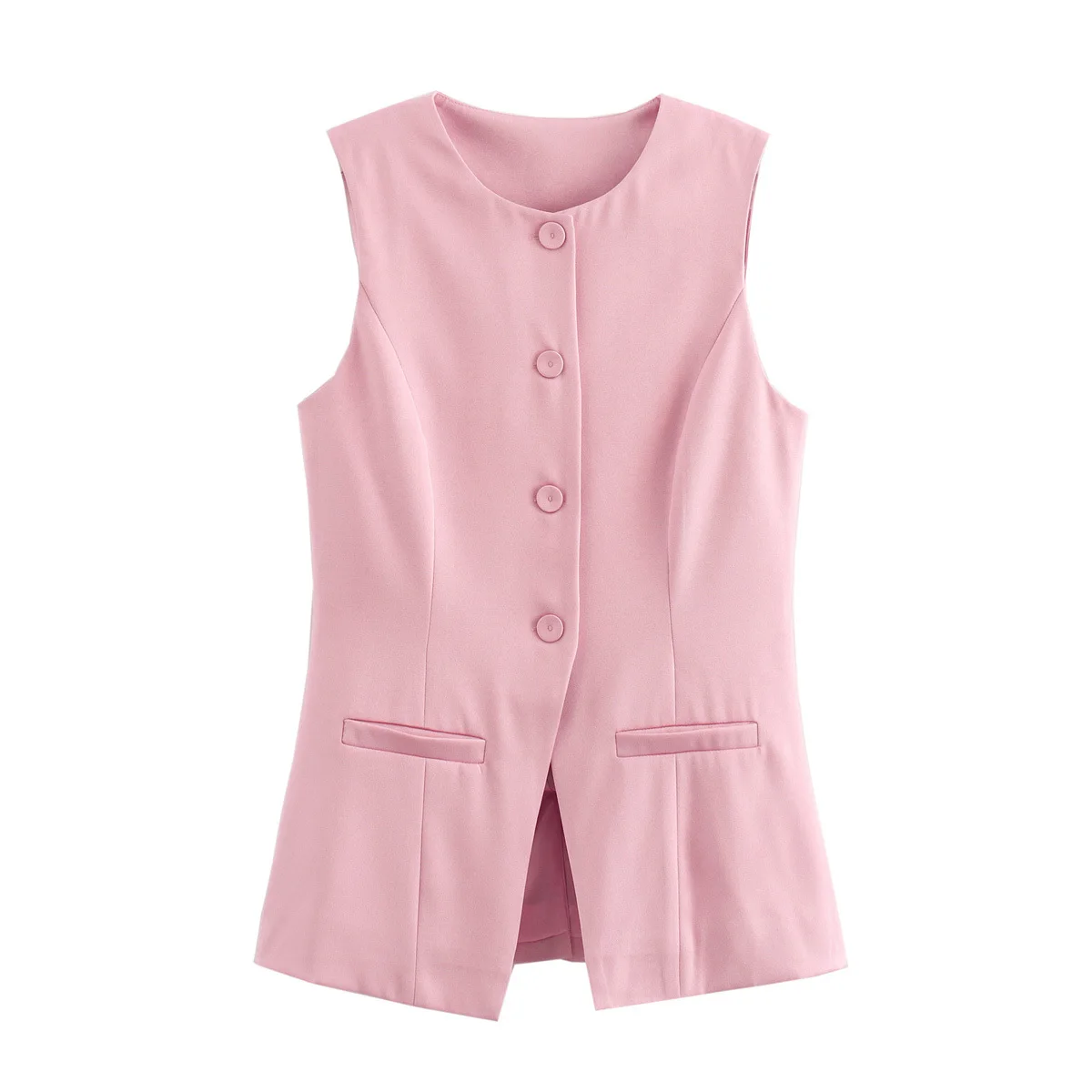 MUJER 2025 White Sleeveless Vest Women Button Summer Vests for Women Jacket Pink Vest Top Women Streetwear Women's Tailored Vest