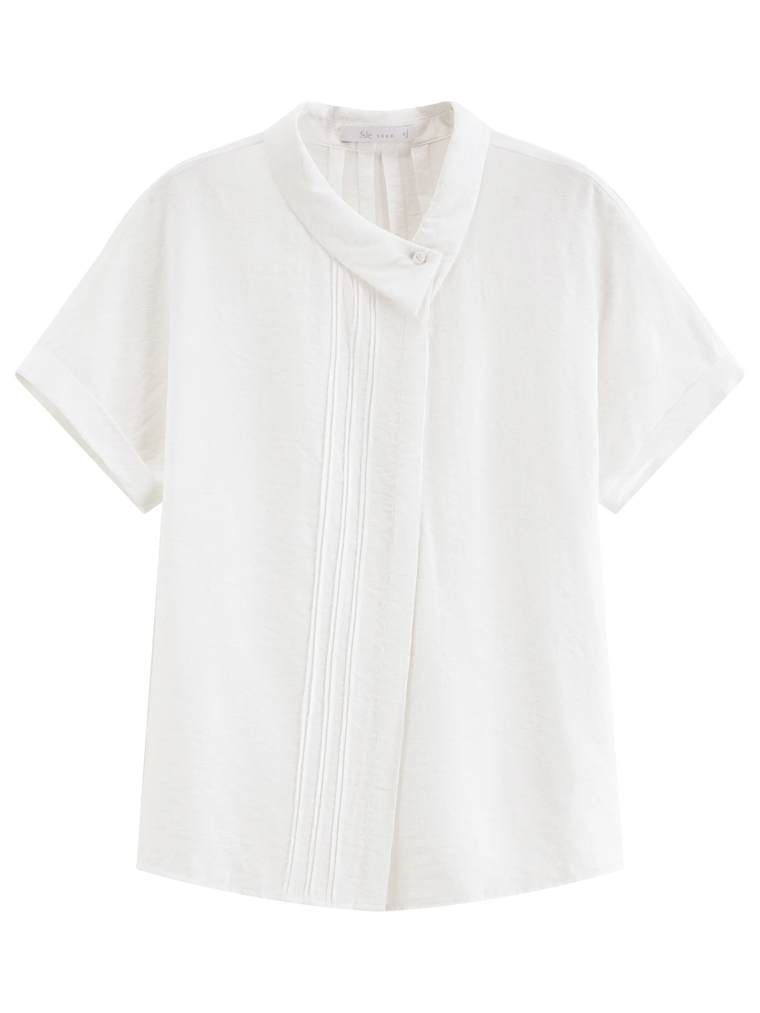 FSLE 2026 Summer Women‘s Asymmetric Drop Shoulder Blouse, Notched Collar Short Sleeve Shirt for Relaxed Designer Style Top