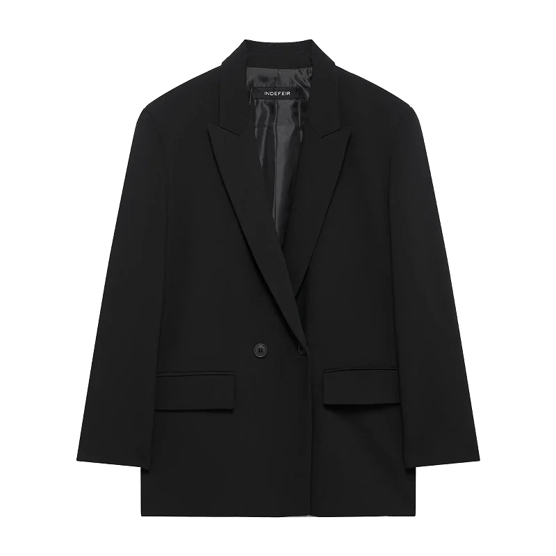 HXAO Women's Black Blazer New In Jackets Office Casual Long Blazer Woman Spring 2025 Long Sleeve Oversized Solid Blazer 088