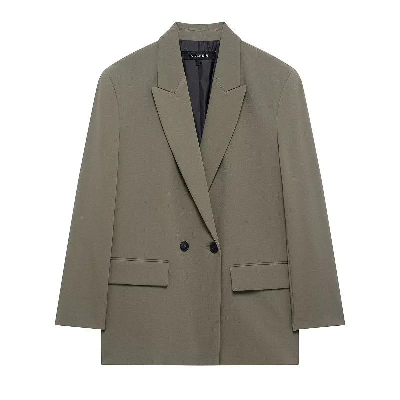 HXAO Women's Black Blazer New In Jackets Office Casual Long Blazer Woman Spring 2025 Long Sleeve Oversized Solid Blazer 088